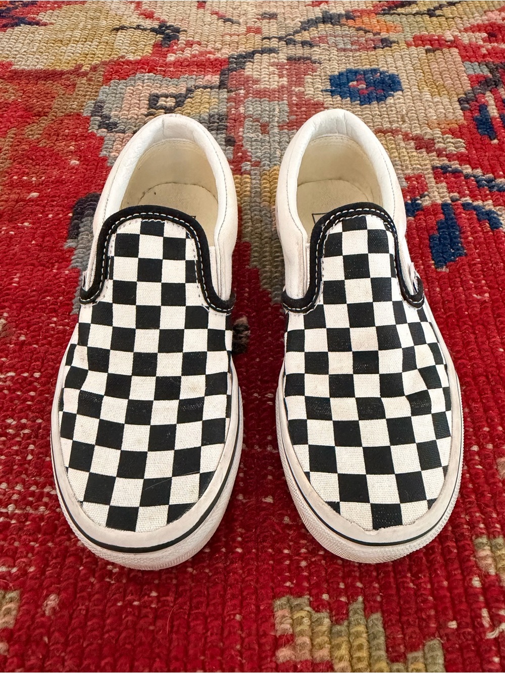 Vans Kids Black & White Checker Slip-On Sneakers size 13 little kids